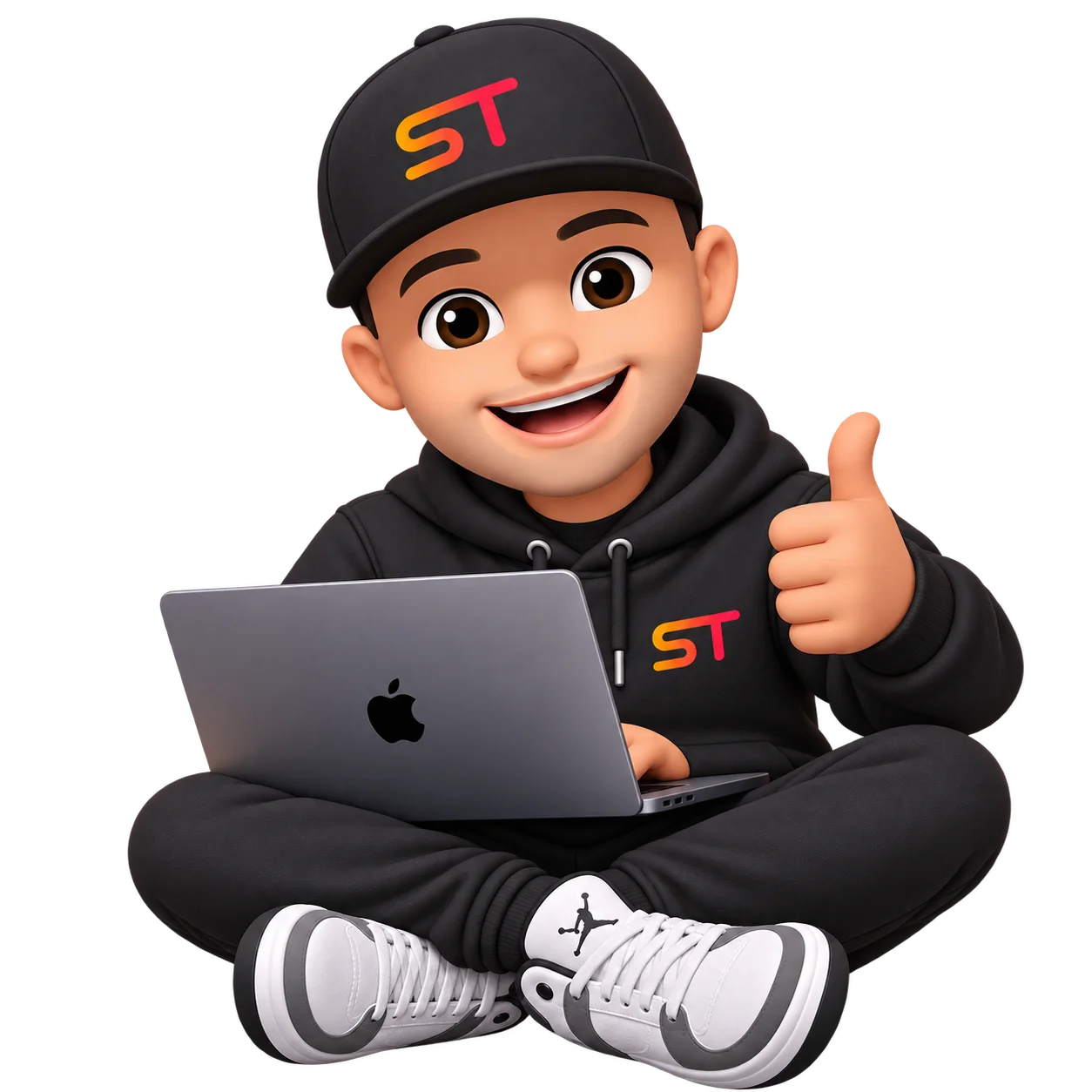 Illustrated Animoji of Suley Tangun working on a MacBook